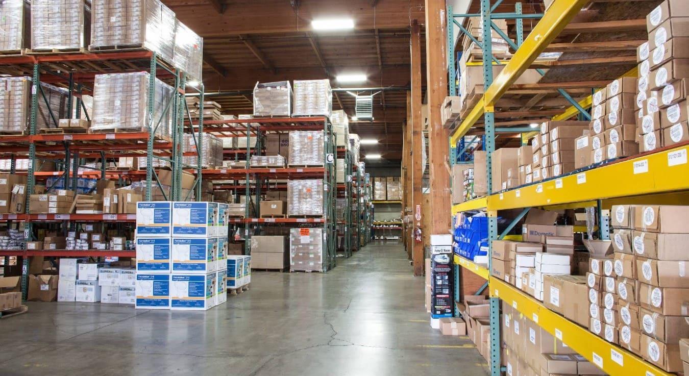 Palletized inventory stored in the American Warehouse facility